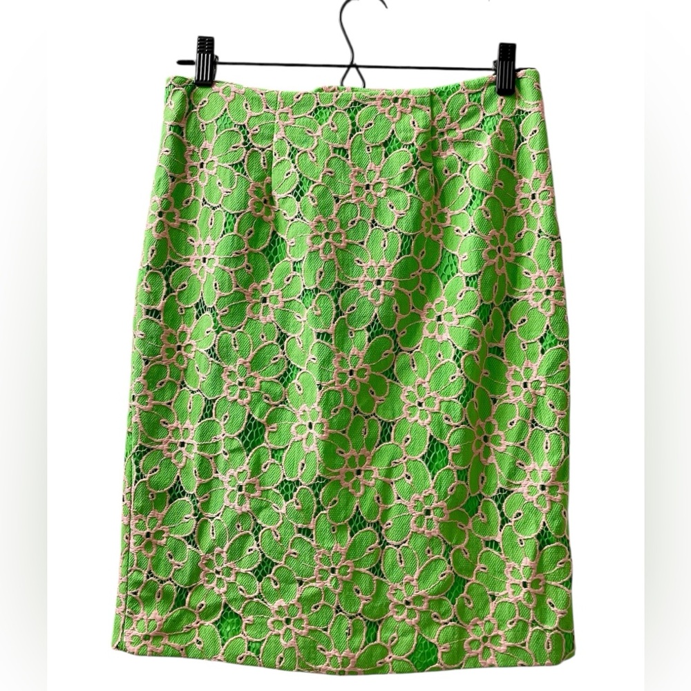 Lilly Pulitzer Hyacinth Pencil Skirt in New Green Pique Lace